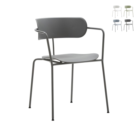 Set van 4 moderne stoelen Asmar, metaal en polypropyleen design Aanbieding
