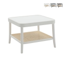 Vierkante lage tafel van gelakt hout met Weens rietplateau Thomas Aanbieding