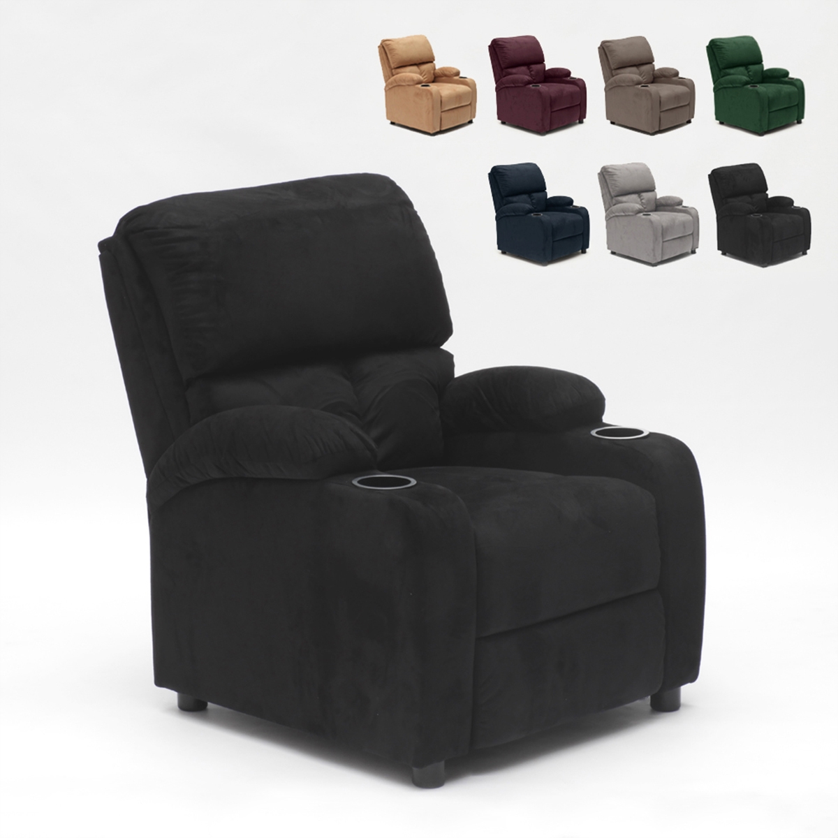 Relaxfauteuil Laura van fluweel microvezel met voetensteun Relaxfauteuil Laura van fluweel microvezel met voetensteun