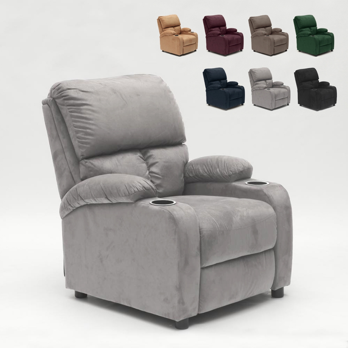 Relaxfauteuil Laura van fluweel microvezel met voetensteun Model