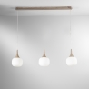 Hanglamp effect hout 3 lampen wit opaalglas Jaipur Aanbieding
