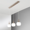 Hanglamp effect hout 3 lampen wit opaalglas Jaipur Verkoop