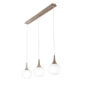 Hanglamp effect hout 3 lampen wit opaalglas Jaipur Korting