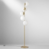 Staande lamp in goudkleurig metaal met 5 lampen in geblazen wit glas Ripple Verkoop