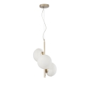 Gouden metalen kroonluchter met 3 witte glazen lampen voor de woonkamer Ripple Verkoop