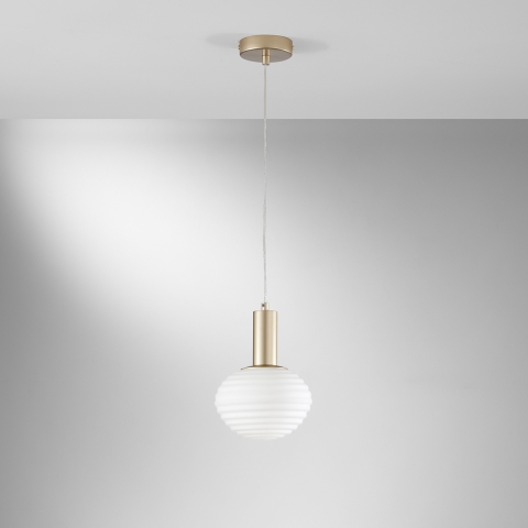 Moderne gouden hanglamp met witte bollicht Ripple Aanbieding