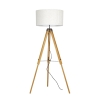 Vloerlamp met driepoot van hout met witte stoffen lampenkap Studios Verkoop