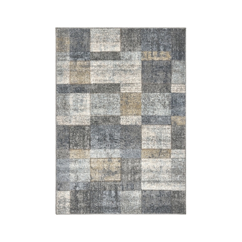 Grijs en blauw design vloerkleed voor woonkamer Funny Aanbieding