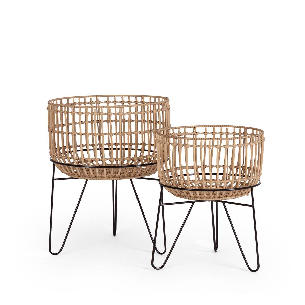 Set van 2 plantenpotten in boho-chic stijl van rattan Yulian Aanbieding Set van 2 plantenpotten in boho-chic stijl van rattan Yulian Aanbieding