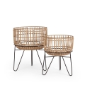 Set van 2 plantenpotten in boho-chic stijl van rattan Yulian Aanbieding