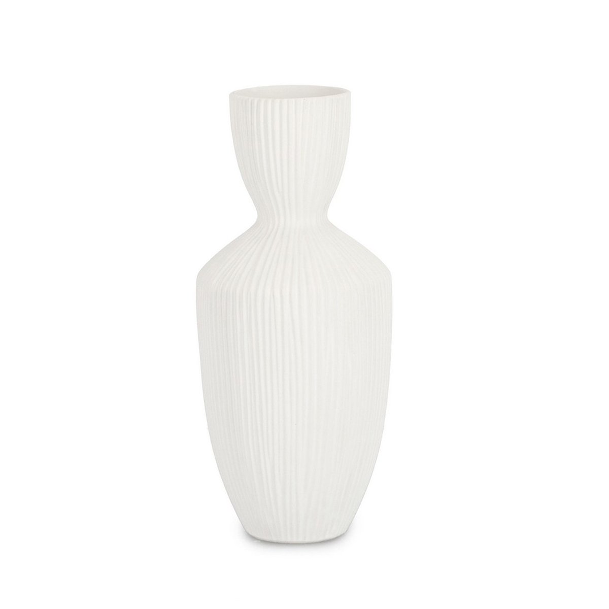 Decoratieve witte keramische planten- en bloempot voor binnen Striped Aanbieding