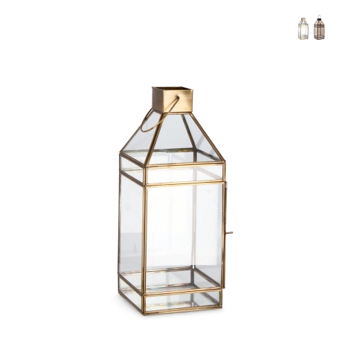 Metalen binnenlantaarn voor kaarsen 16x16x42cm Siwan Aanbieding