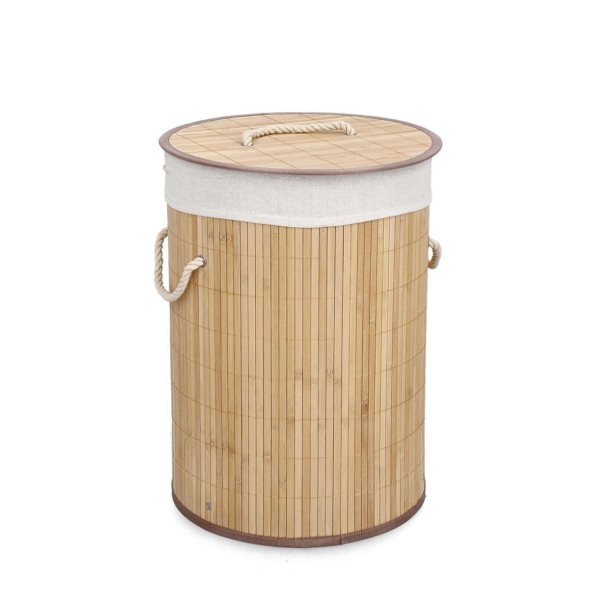 Ronde bamboe wasmand met witte voering 35x50cm Ananda Aanbieding Ronde bamboe wasmand met witte voering 35x50cm Ananda Aanbieding