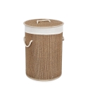 Ronde bamboe wasmand met beige voering 35x50 Zahara Aanbieding