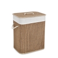 Zahara rechthoekige bamboe wasmand badkamer beige hoes Aanbieding