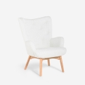 Moderne fauteuil in bergère-stijl in witte boucléstof Wani Aanbieding