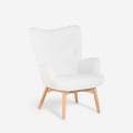 Moderne fauteuil in bergère-stijl in witte boucléstof Wani Aanbieding