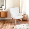 Moderne fauteuil in bergère-stijl in witte boucléstof Wani Verkoop