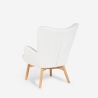 Moderne fauteuil in bergère-stijl in witte boucléstof Wani Aanbod