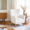 Moderne bergère fauteuil in witte bouclé stof Kamo Verkoop