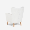 Moderne bergère fauteuil in witte bouclé stof Kamo Aanbod