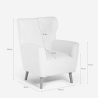 Moderne bergère fauteuil in witte bouclé stof Kamo Kortingen
