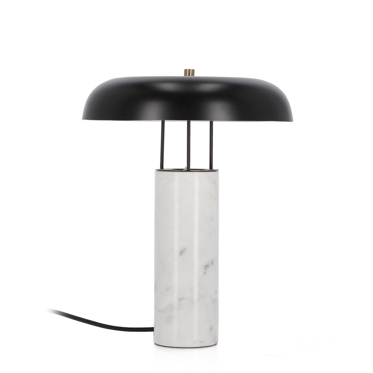 Moderne tafellamp met witte marmeren voet en metalen lampenkap Kaithal