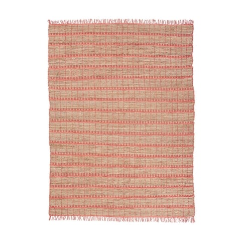 Handgemaakt vloerkleed 160x230cm van jute en roze katoen Ruanda Aanbieding