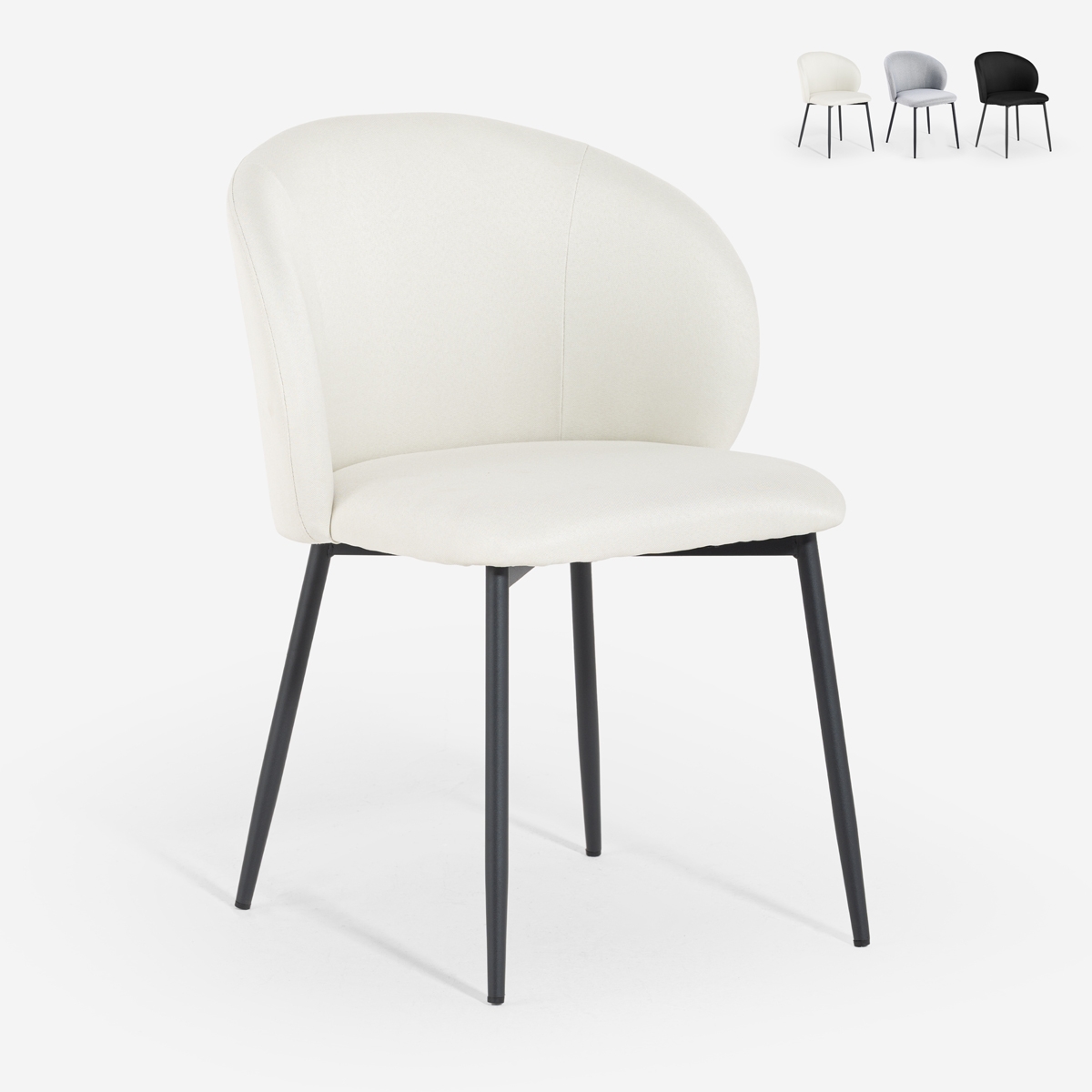 Moderne design stoel in stof met zwarte poten Kadim Aanbod Moderne design stoel in stof met zwarte poten Kadim Aanbod