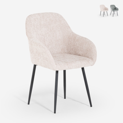 Moderne chenille stoel met armleuningen Daiva Aanbieding