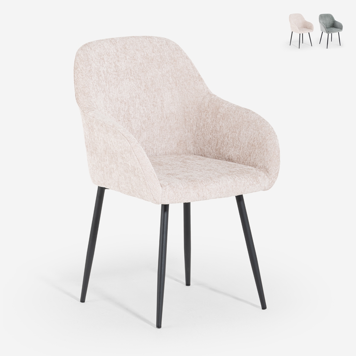 Moderne chenille stoel met armleuningen Daiva Aanbieding
