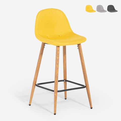 Hoge stoffen barkruk in Scandinavische stijl met rugleuning Shona Aanbieding
