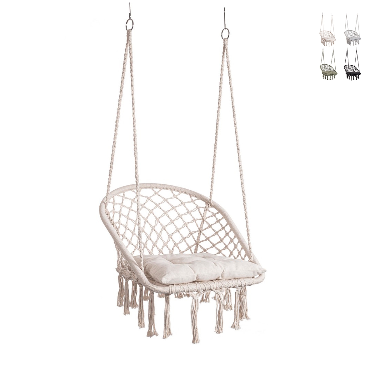 Hangstoel voor in de tuin met kussen 88x130 cm Javier