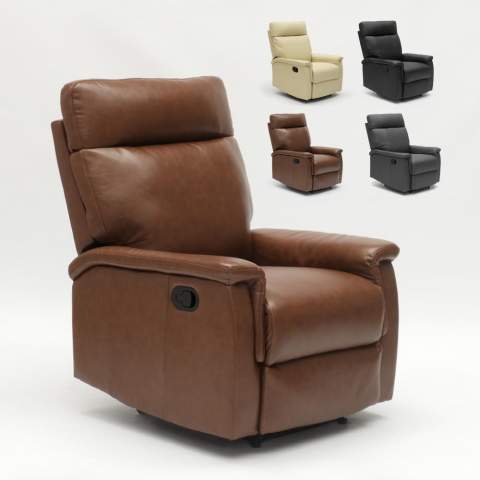 Ontspannende Reclinable stoel met voetsteun in eco-leer design Aurora Aanbieding