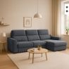 Uitschuifbare driezits slaapbank met opbergruimte en chaise longue rechts Nuro Aanbieding