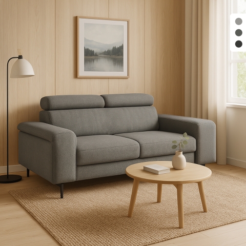 Moderne 2-zits bank in chenille met verstelbare hoofdsteun Vella Aanbieding