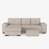 Driezits slaapbank met linker opbergchaise longue en poef Saro Voorraad