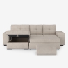Driezits slaapbank met linker opbergchaise longue en poef Saro Model