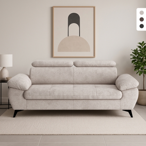 Moderne 3-zits designbank met verstelbare hoofdsteun Kira Aanbieding