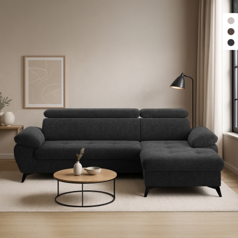 Slaapbank met opbergruimte en rechts geplaatste chaise longue, verstelbare hoofdsteun Zuna Aanbieding