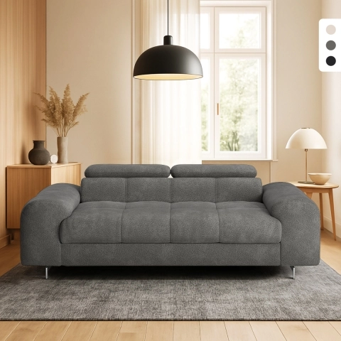 Moderne design 3-zitsbank met verstelbare hoofdsteun Felon Aanbieding
