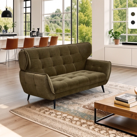 Design 2-zitsbank in velvet stof met capitonné-stijl Vaaru Aanbieding