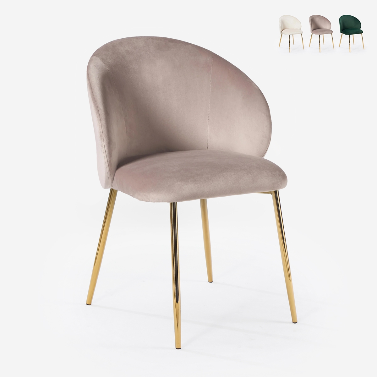 Moderne fluwelen stoel met gouden poten Dhera Aanbieding