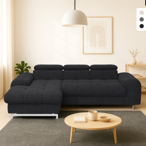 3-zitsbank met linker chaise longue en verstelbare hoofdsteun Tivon Aanbieding