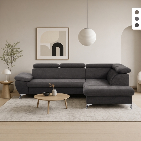 Tova 3-zits slaapbank met verstelbare rechter chaise longue en opbergruimte Aanbieding