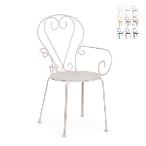 Stapelhouten tuinstoel voor buiten, shabby chic stijl, Bizzotto Etienne Aanbieding