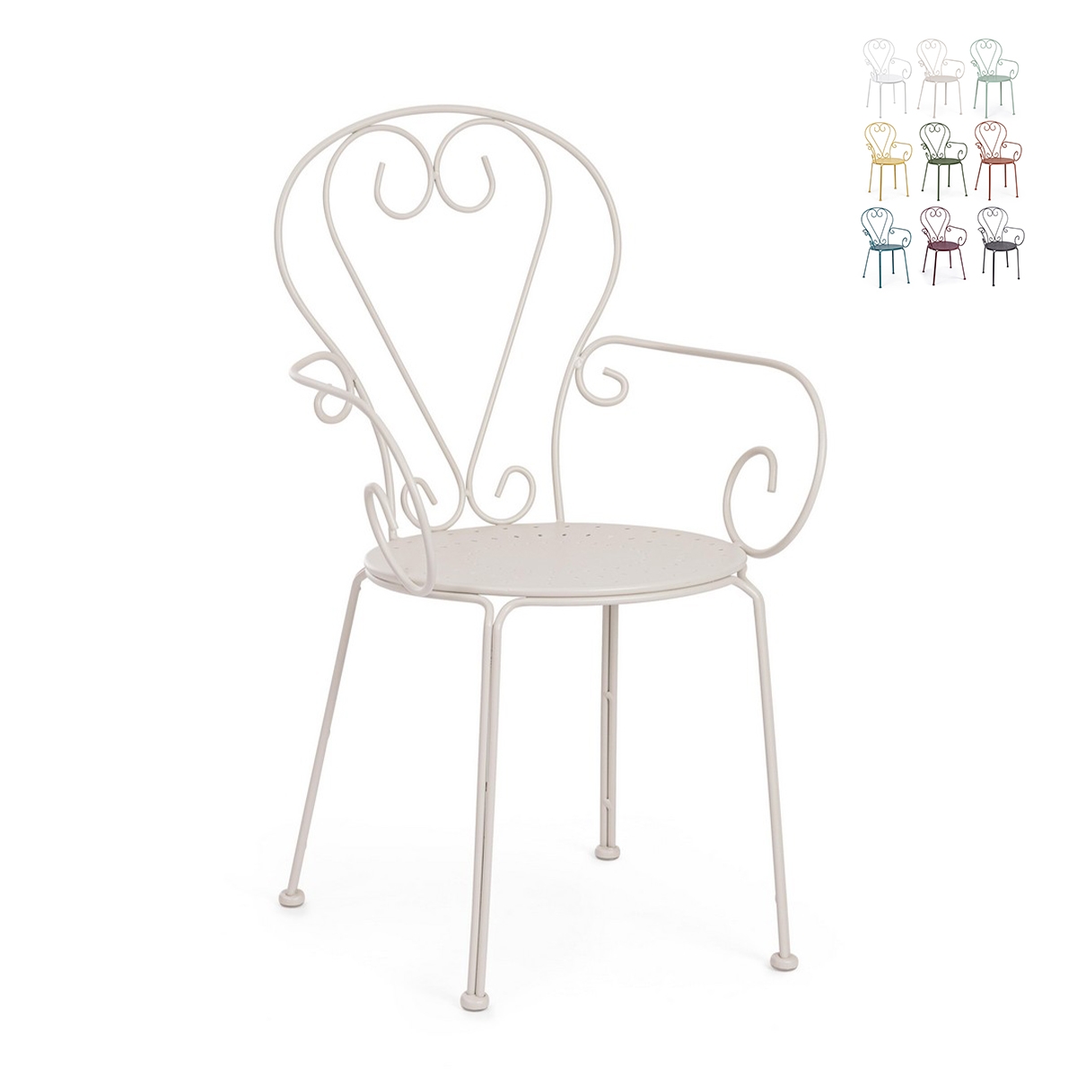 Stapelhouten tuinstoel voor buiten, shabby chic stijl, Bizzotto Etienne