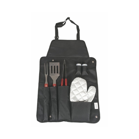 Set van 6 barbecuegereedschappen van roestvrij staal met handschoen en schort Lomar Aanbieding