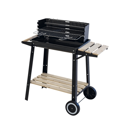 Houtskoolbarbecue met wielen en verstelbaar rooster 48x28cm Noxor Aanbieding