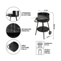 Pipra ronde houtskoolbarbecue met verstelbaar rooster Ø 48cm en wielen Model